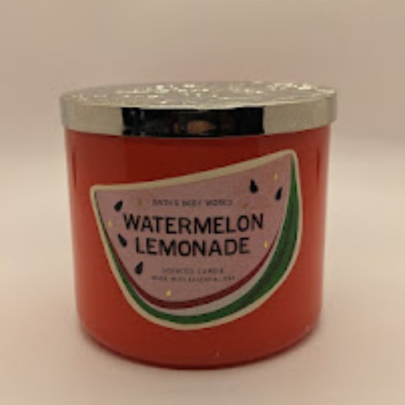 NEW - Bath & Body Works/White Barn Watermelon Lemonade 3 Wick Candle - Picture 3 of 4